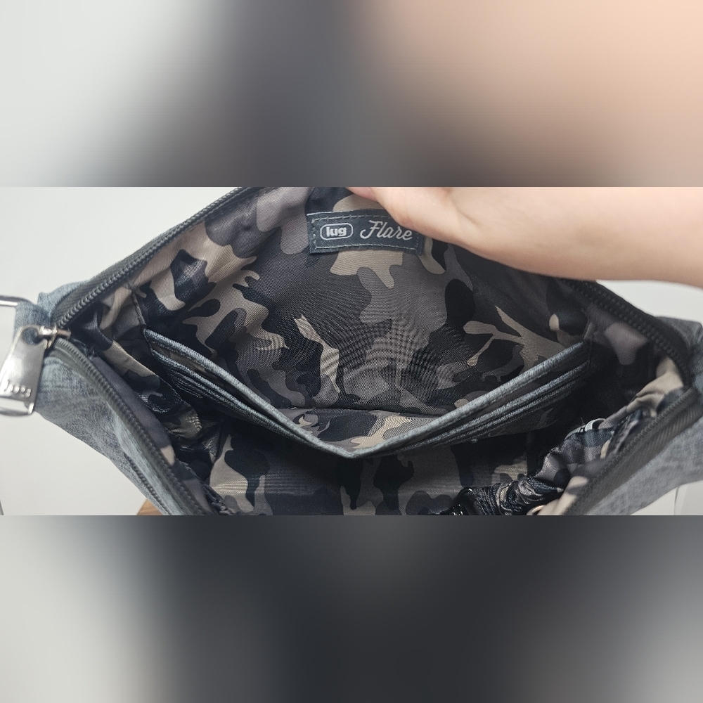 Lug Women's Flare Heather Gray Camo Interior Quilted RFID Crossbody Bag - Picture 14 of 16